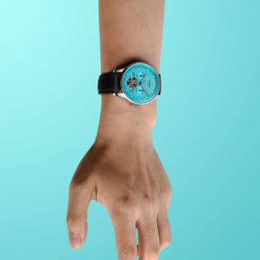 THE CHECKMATE - Complication Automatic Watch with Date,Day,Month Display -Turquoise & Bracelet